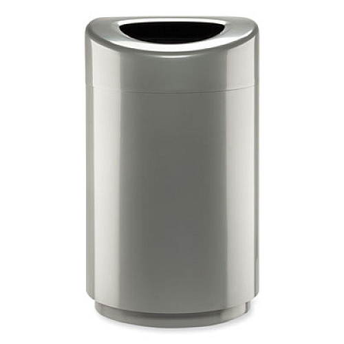 Safco Open Top Round Waste Receptacle, 30 gal, Steel, Silver (9920SL)