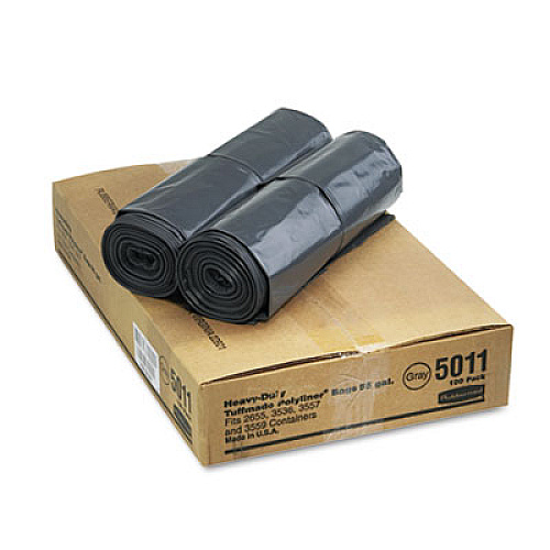 Rubbermaid Commercial Linear Low Density Can Liners, 55 gal, 1.3 mil, 39.5" x 48", Gray, 100/Carton (501188GRA)