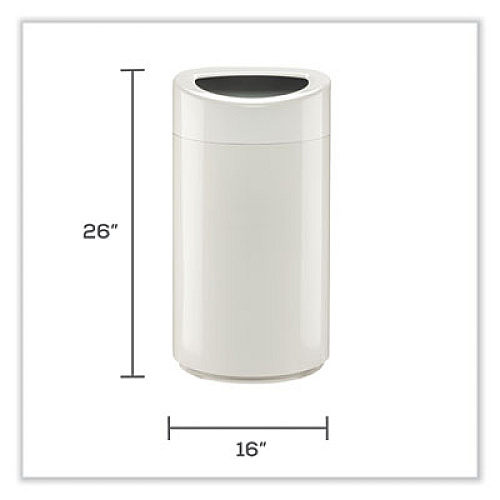 Safco Open Top Oval Waste Receptacle, 14 gal, Steel, White (9921WH)