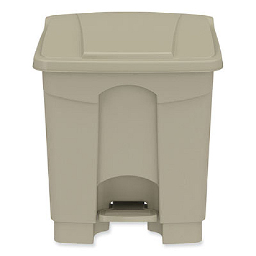 Safco Plastic Step-On Receptacle, 8 gal, Metal, Tan (9924TN)