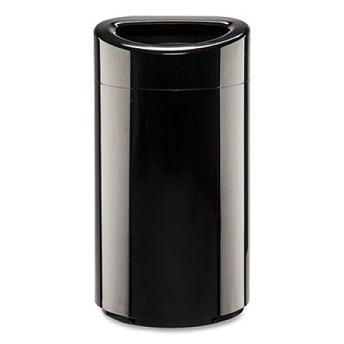Safco Open Top Oval Waste Receptacle, 14 gal, Steel, Black (9921BL)