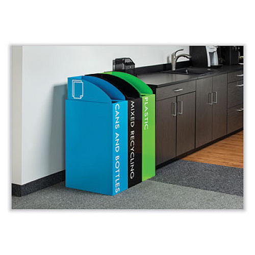 Safco Mixx Recycling Center Rectangular Receptacle, 29 gal, Steel, Blue (9448BU)