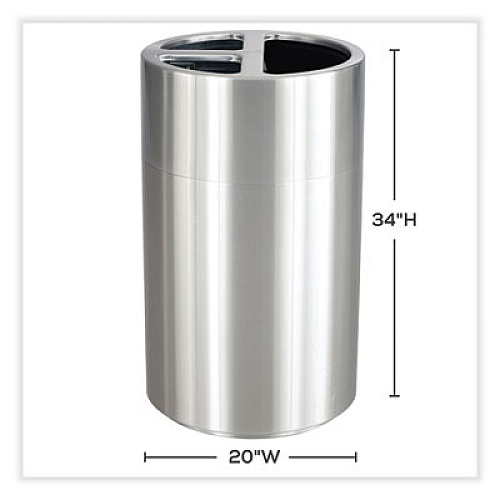 Safco Triple Recycling Receptacle, 40 gal, Steel, Brushed Aluminum (9941SS)