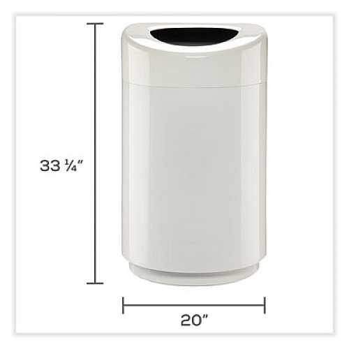 Safco Open Top Round Waste Receptacle, 30 gal, Steel, White (9920WH)