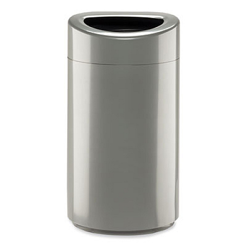 Safco Open Top Oval Waste Receptacle, 14 gal, Steel, Silver (9921SL)