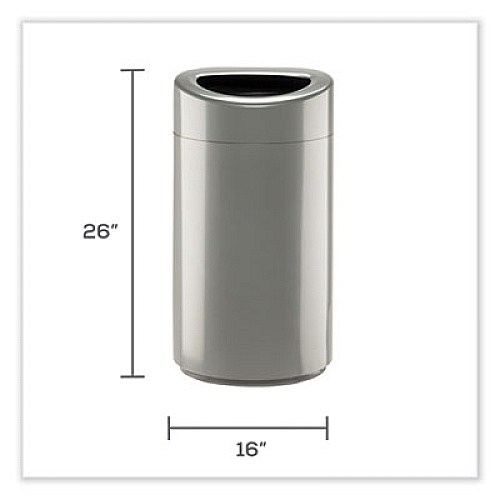 Safco Open Top Oval Waste Receptacle, 14 gal, Steel, Silver (9921SL)