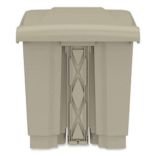 Safco Plastic Step-On Receptacle, 8 gal, Metal, Tan (9924TN)