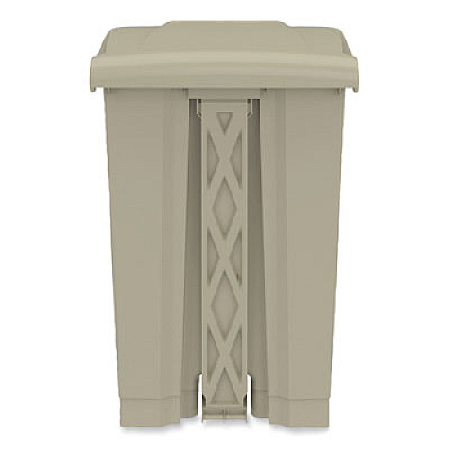 Safco Plastic Step-On Receptacle, 12 gal, Plastic, Tan (9925TN)