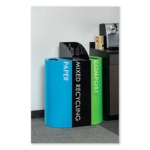 Safco Mixx Recycling Center Rectangular Receptacle, 29 gal, Steel, Green (9448GN)