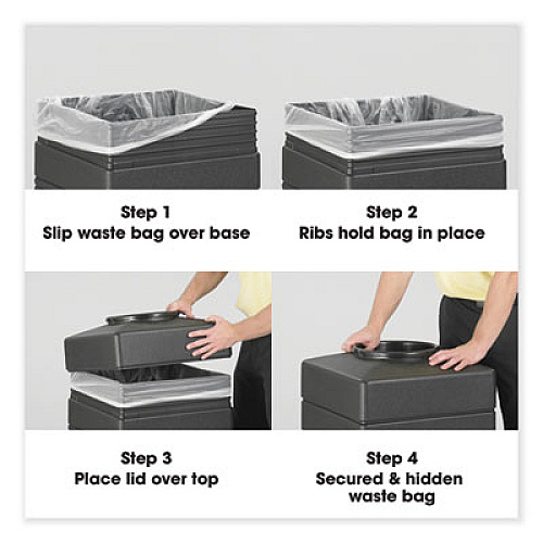 Safco Canmeleon Aggregate Panel Receptacles, Top-Open, 38 gal, Polyethylene, Black (9471NC)