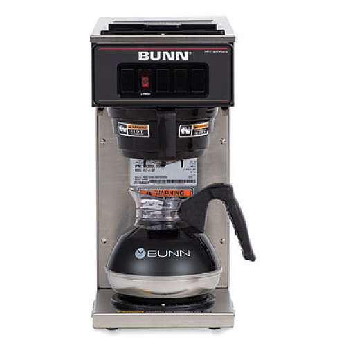BUNN VP17-1 12-Cup Commercial Pourover Coffee Brewer, Stainless Steel/Black (133000001)