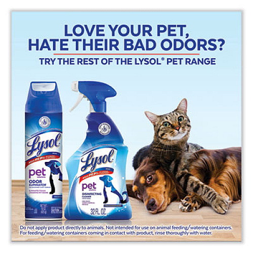 LYSOL Brand Disinfectant Spray II Pet Odor Eliminator, Fresh, 15 oz Aerosol Spray, 12/Carton (99804CT)