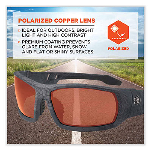 ergodyne Skullerz Odin Safety Glasses, Kryptek Typhon Full Frame, Polarized Copper Dual Lens (50521)
