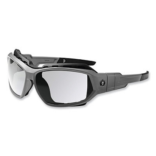 ergodyne Skullerz Loki Safety Glasses/Goggles, Matte Gray Full Frame, Clear Dual Anti-Fog Lens (56103)