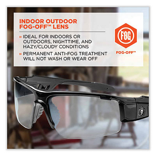 ergodyne Skullerz Dagr Safety Glasses, Black Half Frame, Clear Single Anti-Fog I/O Lens (52083)