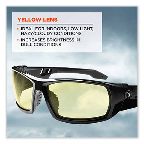 ergodyne Skullerz Odin Safety Glasses, Black Full Frame, Yellow Dual Lens (50050)