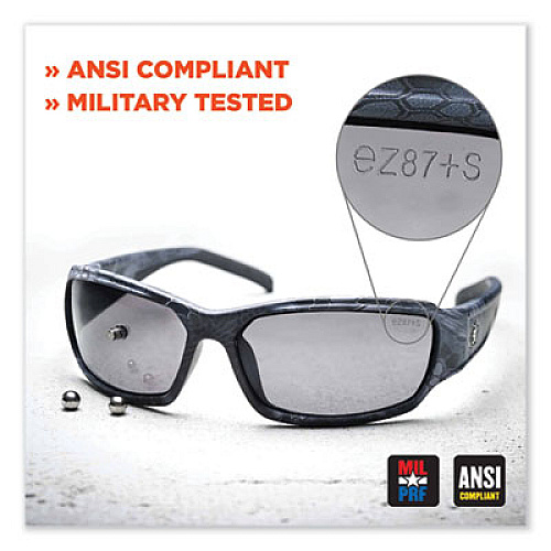 ergodyne Skullerz Skoll Safety Glasses, Fog-Off Technology, Matte Black Half Frame, Smoke Single Lens (59033)