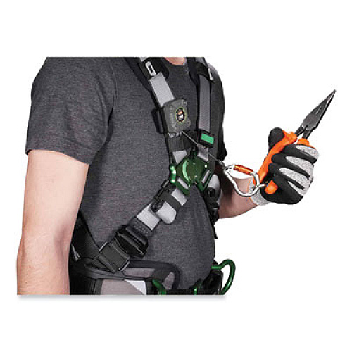 ergodyne Squids 3002 Retractable Lanyard with Carabiner + Belt-Loop Anchor, 2 lb Max Working Capacity, 6" to 48" Long, Gray (19302)