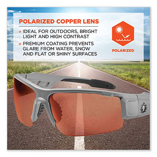 ergodyne Skullerz Dagr Safety Glasses, Kryptek Highlander Half Frame, Polarized Copper Single Lens (52321)