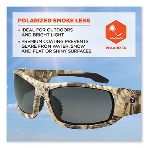 ergodyne Skullerz Odin Safety Glasses, Kryptek Highlander Full Frame, Polarized Smoke Dual Lens (50331)