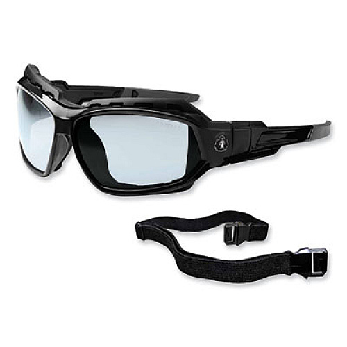 ergodyne Skullerz Loki Safety Glasses/Goggles, Black Full Frame, Clear Dual Anti-Fog I/O Lens (56083)