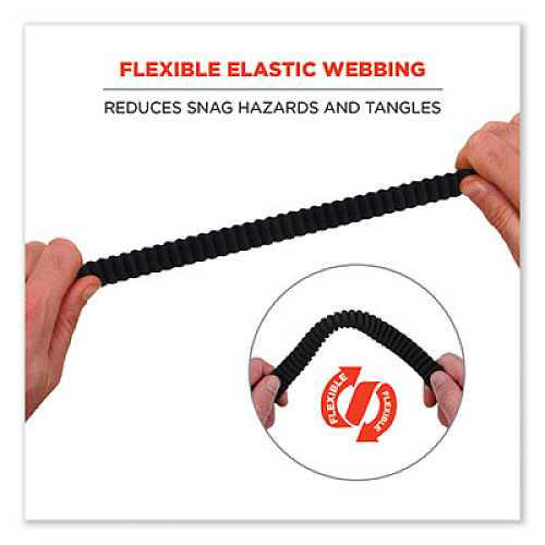 ergodyne Squids 3105 Tool Lanyard with Aluminum Carabiner + Cinch-Loop, 15 lb Max Working Capacity, 32" to 48" Long, Black (19005)