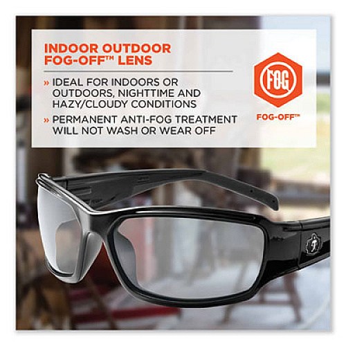 ergodyne Skullerz Thor Safety Glasses, Black Full Frame, Clear Dual I/O Anti-Fog Lens (51083)