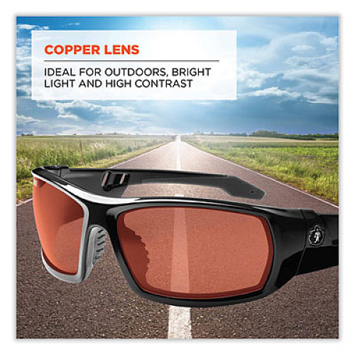 ergodyne Skullerz Odin Safety Glasses, Black Full Frame, Copper Dual Lens (50020)