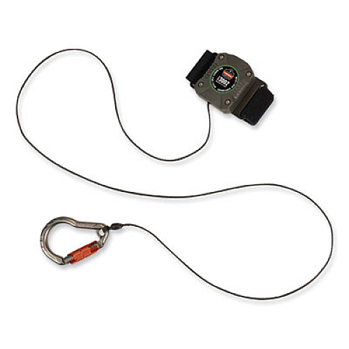 ergodyne Squids 3002 Retractable Lanyard with Carabiner + Belt-Loop Anchor, 2 lb Max Working Capacity, 6" to 48" Long, Gray (19302)