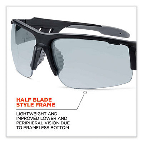 ergodyne Skullerz Dagr Safety Glasses, Matte Black Half Frame, Clear Single I/O Lens (52480)