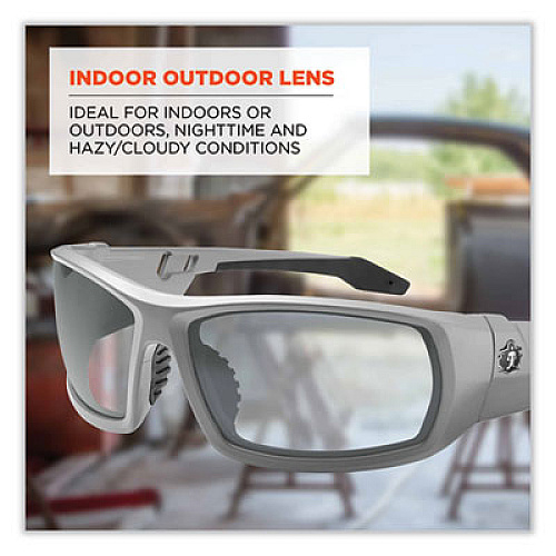ergodyne Skullerz Odin Safety Glasses, Matte Gray Full Frame, Clear Dual I/O Lens (50180)