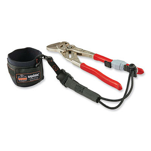 ergodyne Squids 3116 Pull-On Wrist Lanyard with Buckle, 3 lb Max Working Capacity, 7.5" Long, Black (19057)