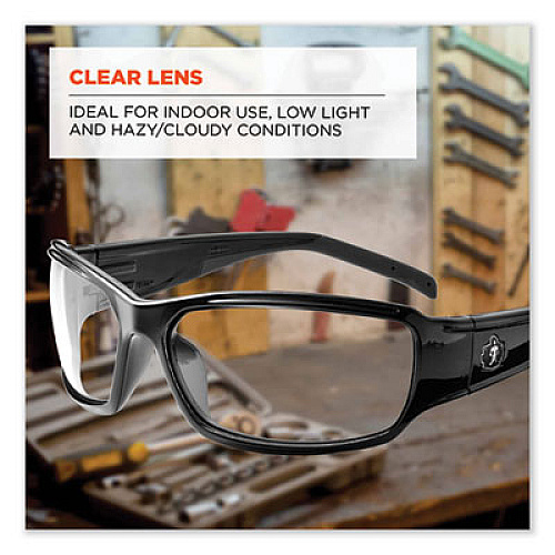 ergodyne Skullerz Thor Safety Glasses, Black Full Frame, Clear Dual Lens (51000)