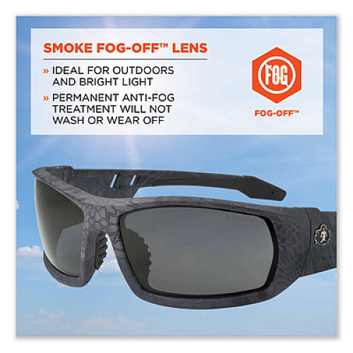ergodyne Skullerz Odin Safety Glasses, Fog-Off Technology, Kryptek Typhon Full Frame, Smoke Dual Lens (50533)