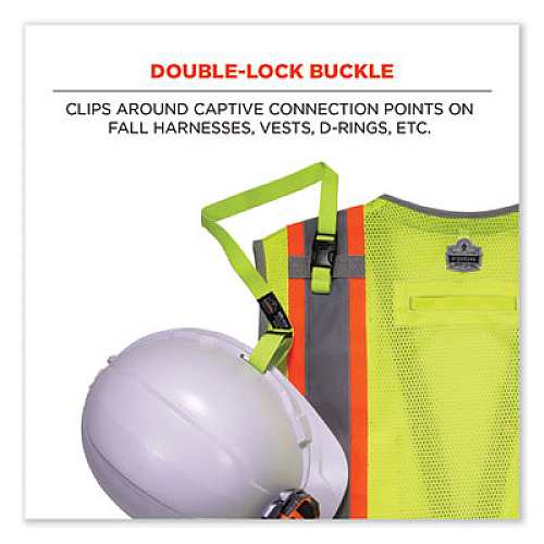 ergodyne Squids 3150 Elastic Lanyard with Buckle, 2 lb Max Working Capacity, 18" to 48" Long, Lime (19150)
