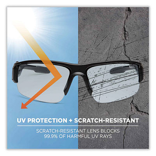 ergodyne Skullerz Dagr Safety Glasses, Matte Black Half Frame, Clear Single I/O Lens (52480)
