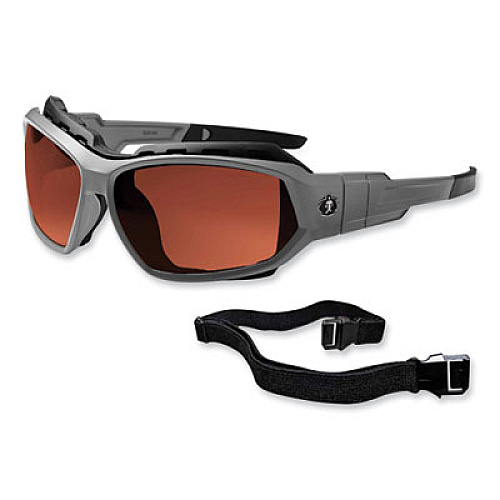 ergodyne Skullerz Loki Safety Glasses/Goggles, Matte Gray Full Frame, Polarized Copper Dual Lens (56121)