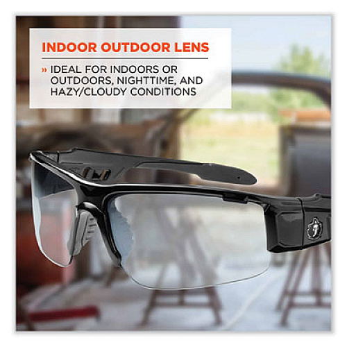 ergodyne Skullerz Dagr Safety Glasses, Black Half Frame, Clear Single I/O Lens (52080)