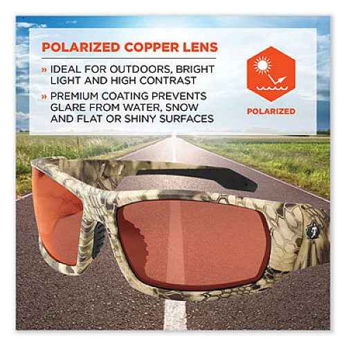 ergodyne Skullerz Odin Safety Glasses, Kryptek Highlander Full Frame, Polarized Copper Dual Lens (50321)