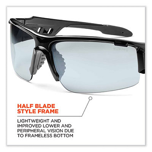 ergodyne Skullerz Dagr Safety Glasses, Black Half Frame, Clear Single I/O Lens (52080)