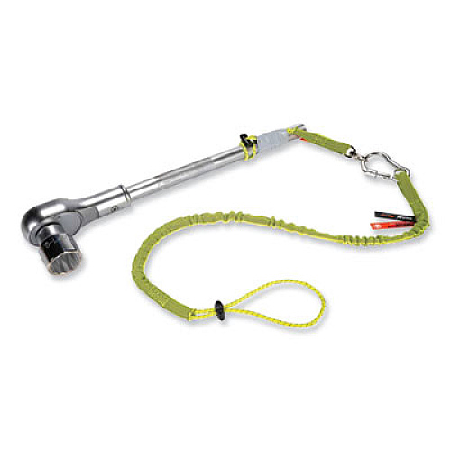 ergodyne Squids 3100 Lanyard with Aluminum Carabiner + Cinch-Loop, 10 lb Max Working Capacity, 35" to 45" Long, Lime (19003)
