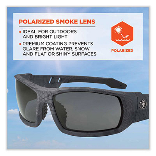 ergodyne Skullerz Odin Safety Glasses, Kryptek Typhon Full Frame, Polarized Smoke Dual Lens (50531)
