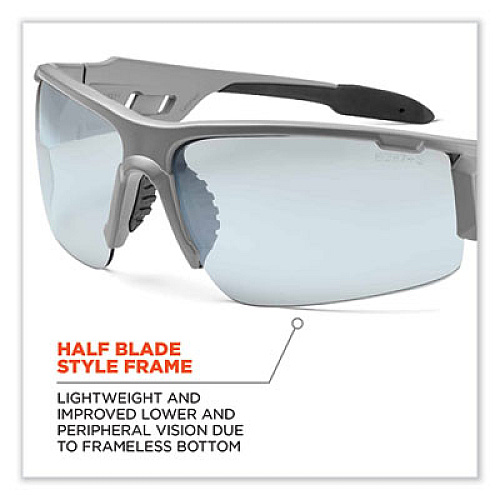 ergodyne Skullerz Dagr Safety Glasses, Matte Gray Half Frame, Clear Single I/O Lens (52180)