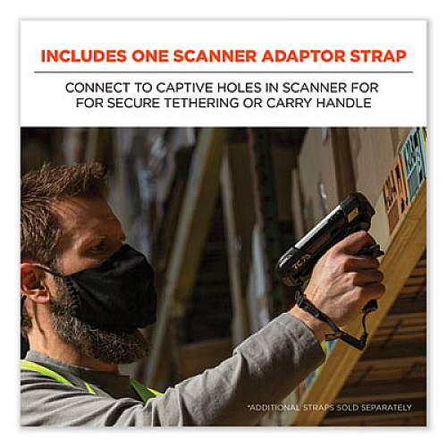 ergodyne Squids 3135 Barcode Scanner Belt with Hook + Adaptor Strap, Large: 48" to 80" Long, Black (19168)