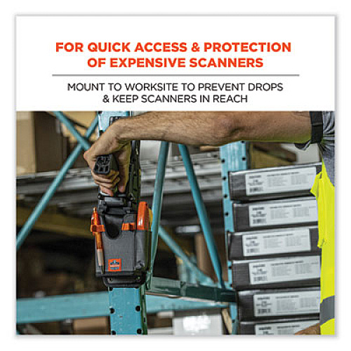 ergodyne Squids 5543 Handheld Barcode Scanner Mount Holder with Fastener Straps, 2 Compartments, 3.5 x 1.5 x 6.3, Gray (19184)