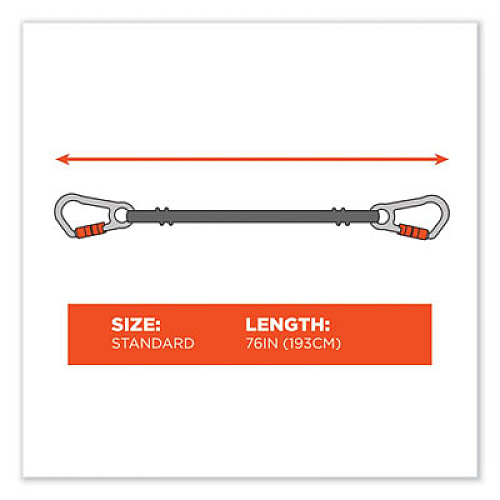 ergodyne Squids 3149 Tool Lanyard with XL + Swivel Carabiners, 80 lb Max Work Capacity, 76" Long, Orange/Black (19149)