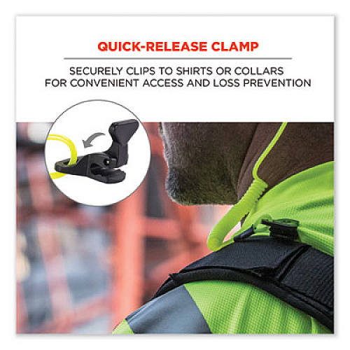 ergodyne Squids 3158 Coiled Lanyard with Clamp, 2 lb Max Working Capacity, 12" to 48" Long, Lime (19159)
