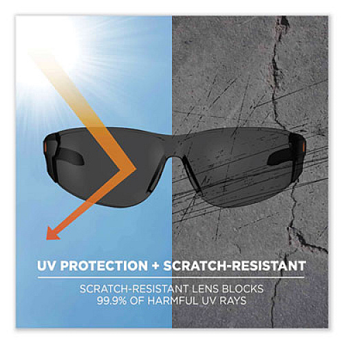 ergodyne Skullerz Saga Frameless Safety Glasses, Frameless, Smoke Single Lens (59130)