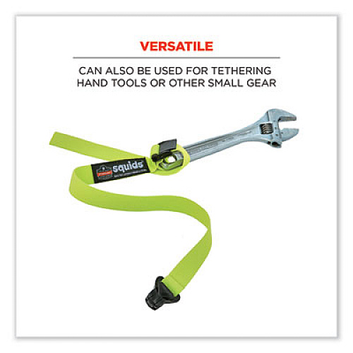 ergodyne Squids 3155 Elastic Lanyard with Clamp, 2 lb Max Working Capacity, 18" to 48" Long, Lime (19155)