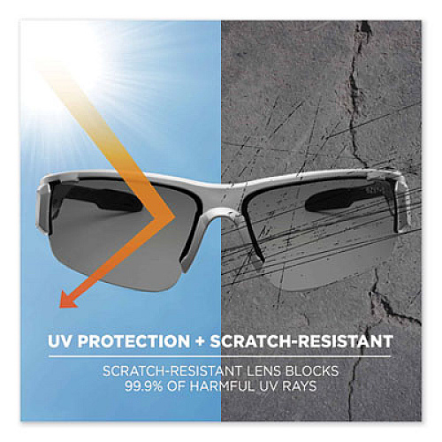 ergodyne Skullerz Dagr Safety Glasses, Matte Gray Half Frame, Polarized Smoke Single Lens (52131)